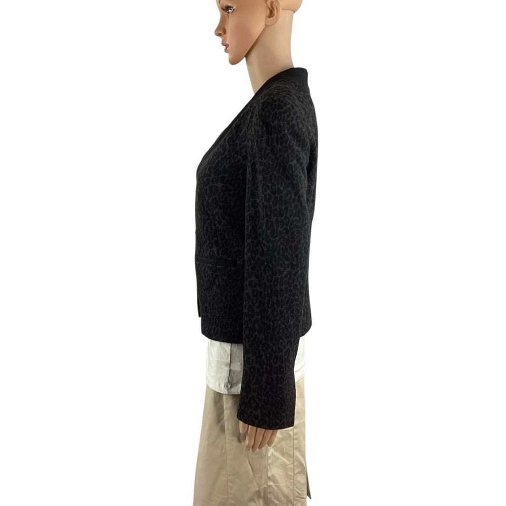 Loft Leopard Print Single-Button Blazer Black Siz… - image 4